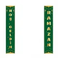 Hoş Geldin Ramazan Asma Afiş Yeşil 2li 160x30 cm