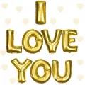 I LOVE YOU Folyo Balon Gold (35 cm)