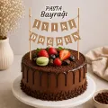 İyi Ki Doğdun Kraft Üzeri Beyaz Pasta Bayrağı