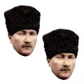 Kalpaklı Atatürk Kağıt Maske (6 Adet)