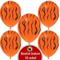 Kaplan Baskılı Turuncu Balon (10 Adet)