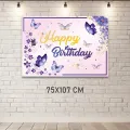 Kelebek Temalı Doğum Günü Afişi Mor (75x107 cm)
