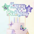 Kelebek Temalı Happy Birthday Pasta Süsü
