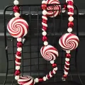 Kırmızı Beyaz ipe Dizili Şeker Süs Seti (Model 1 - 180 cm)