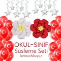Kırmızı Beyaz Okul - Sınıf Süsleme Seti