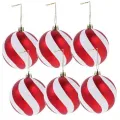 Kırmızı Beyaz Spiral Yılbaşı Topu 6 adet 6 cm