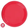 Kırmızı (Nar Çiçeği) Plastik Tabak Lüks (25 adet)