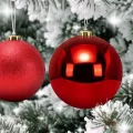 Kırmızı Yılbaşı Topu Simli - Parlak - Mat 20 adet 10 cm