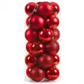 Kırmızı Yılbaşı Topu Simli - Parlak - Mat 24 adet 6 cm