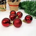 Koyu Kırmızı Yılbaşı Top Süs Mat-Parlak-Simli-Aynalı 24 Adet 4 cm