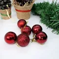 Koyu Kırmızı Yılbaşı Top Süs Mat-Parlak-Simli-Aynalı 6 Adet 4 cm