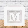 M - Harfi Şeffaf Kutu Beyaz 25 cm