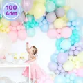 Makaron Pastel Balon Karışık Renk 100 Adet