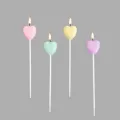 Makaron Renkli Kalpli Çubuklu Mum 4 Adet