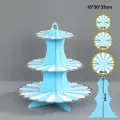 Mavi Gold Kenarlı Kek Standı 3 Katlı