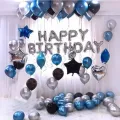 Mavi Gümüş Siyah Doğum Günü Süsleri Kombini Seti
