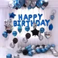 Mavi Gümüş Siyah Doğum Günü Süsleri Kombini Seti