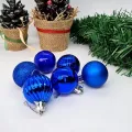 Mavi Yılbaşı Top Süs Mat-Parlak-Simli-Aynalı 6 Adet 4 cm