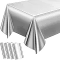 Metalik Gümüş Masa Örtüsü (137x183 cm)