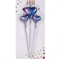 Metalik Renkli Çubuklu Kalp Mum 3lü