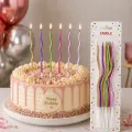 Metalik Renkli Kıvrımlı Pasta Mumu (6 Adet)