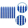 Mini Metalik Mavi Renkli Spiral Mum 10 Adet