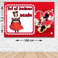 Minnie Mouse Kişiye Özel Parti Afişi Kırmızı 70*100 cm