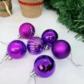 Mor Yılbaşı Top Süs Mat-Parlak-Simli-Aynalı 24 Adet 4 cm