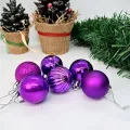 Mor Yılbaşı Top Süs Mat-Parlak-Simli-Aynalı 6 Adet 4 cm