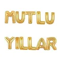 Mutlu Yıllar Folyo Balon Yazısı Set Gold (40 cm)