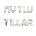 Mutlu Yıllar Folyo Balon Yazısı Set Gümüş (40 cm)