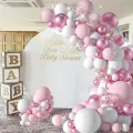 Pembe - Beyaz Doğum Günü Balon Dekorasyon Seti