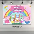 Peppa Pig Gökkuşağı Doğum Günü Parti Afişi (108x155 cm)