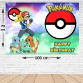 Pokemon Doğum Günü Parti Afişi Resimsiz 70*100 cm