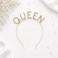 Queen Taşlı Lüks Taç Gold