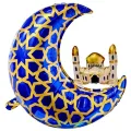 Ramazan Kubbeli Cami Figürlü Ay Mavi (60x63 cm)