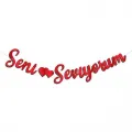 Seni Seviyorum Kırmızı Kaligrafi Banner 30x150 cm
