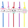 Sevimli Kedi Temalı Pipet (10 Adet)