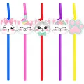 Sevimli Kedi Temalı Pipet (10 Adet)