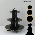 Siyah Gold Kenarlı Kek Standı 3 Katlı