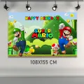 Super Mario Doğum Günü Parti Afişi (108x155 cm)