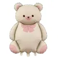 Fiyonklu Teddy Ayıcık Folyo Balon - Krem (87x65 cm)