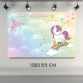 Unicorn Doğum Günü Parti Afişi Büyük Boy (108x155 cm)