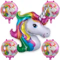 Unicorn Gökkuşağı Renkli Folyo Balon 5li set