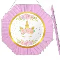 Unicorn Gold Boynuzlu Pinyata 42 cm + Sopası