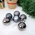 Uzay Gri Yılbaşı Top Süs Mat-Parlak-Simli-Aynalı 6 Adet 4 cm