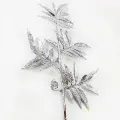 Yılbaşı Gümüş Simli Yapraklı Yapay Dal (75 cm - 1 Adet)