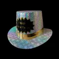 Yılbaşı Happy New Year Fötr Şapka Hologramlı Gümüş 1 Adet