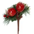 Yılbaşı Kozalaklı Elmalı Simli Yapay Çiçek 1 Adet