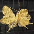 Yılbaşı Ponsetya Yapay Çiçek Gold Kelebekli (25 cm - 1 Adet)